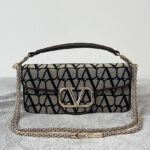 Valentino Loco Toile Iconographe Shoulder Bag Dark Coffee